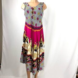 SARI BUSANA Batik Womens Sz S/M Floral Printed Dress Button Front Asymmetrical